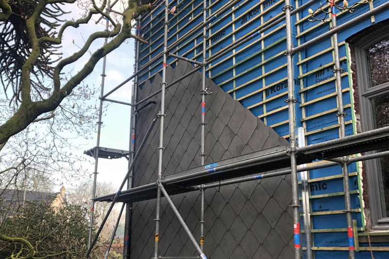 Gevelbekleding met Leien te Wortegem