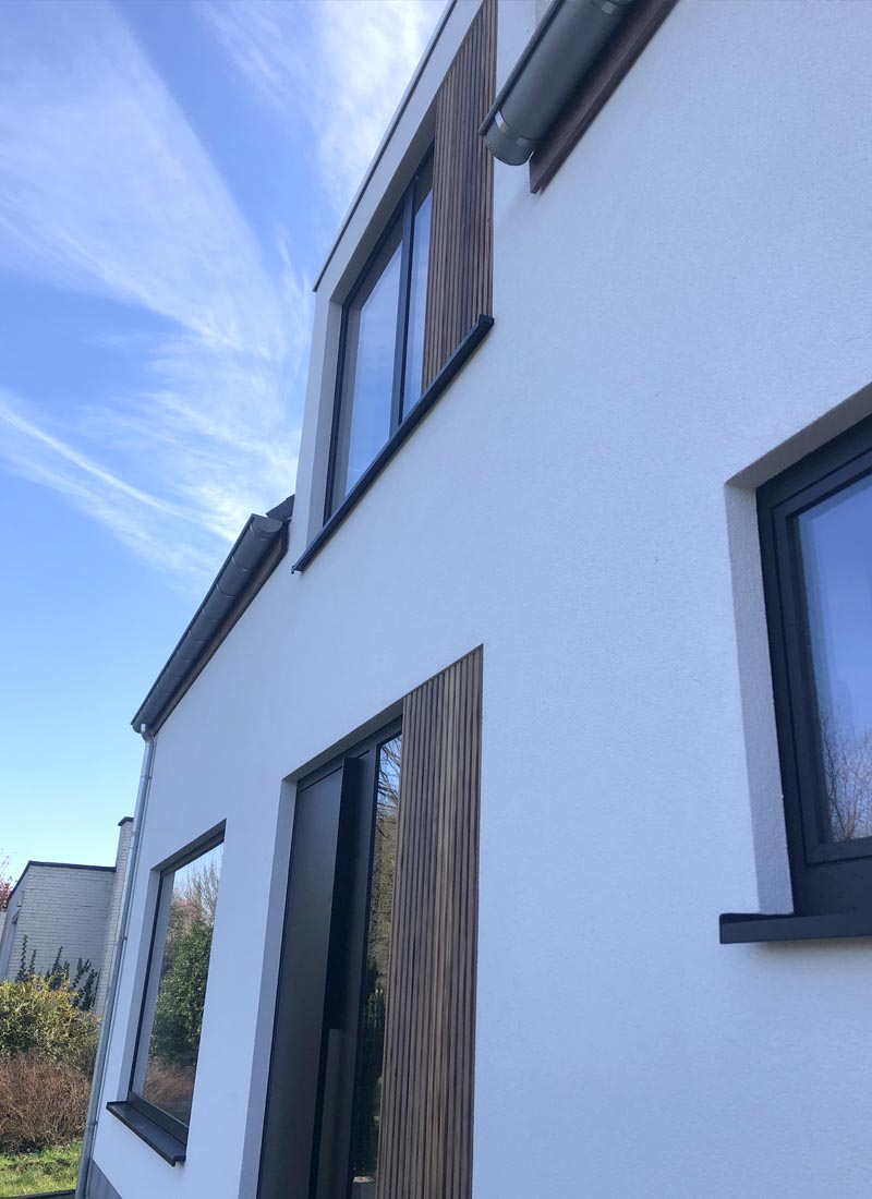 Afrormosia gevelbekleding in Wortegem